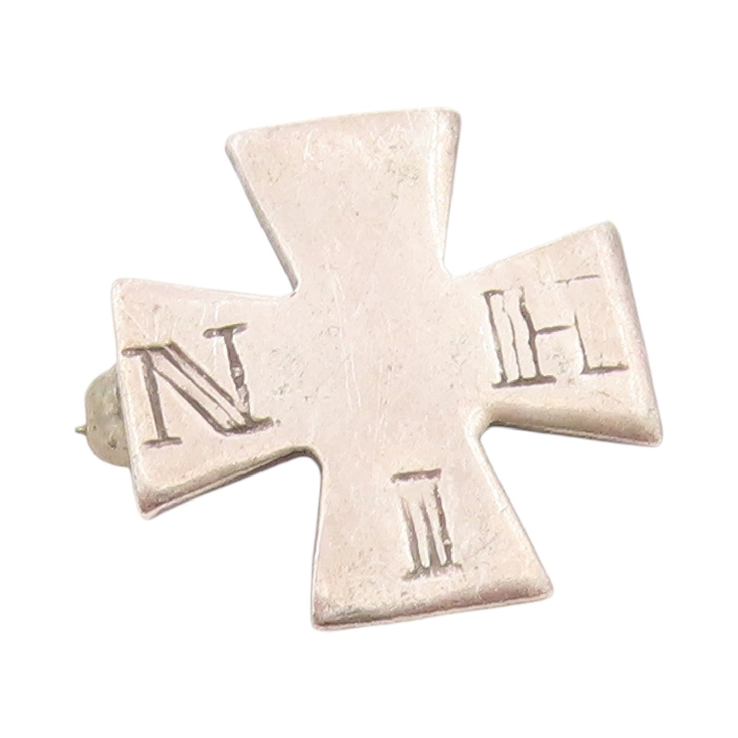 925 Sterling Silver Vintage Brooch 1886 Seal Maltese Cross IHS Charm Pin BP11824