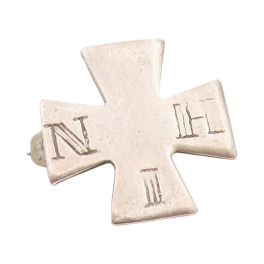 925 Sterling Silver Vintage Brooch 1886 Seal Maltese Cross IHS Charm Pin BP11824