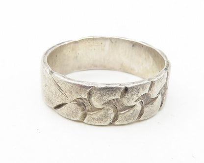 925 Sterling Silver  Vintage Chain Link Pattern Round Band Ring Sz 6  RG11132