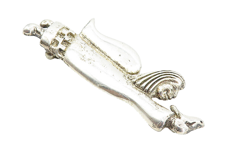 925 Sterling Silver  Vintage Shiny Angel Woman Holding Bird Brooch Pin  BP2985