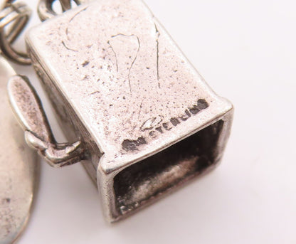 925 Sterling Silver  Vintage Slot Machine Gambling Motif Pendant  PT17829