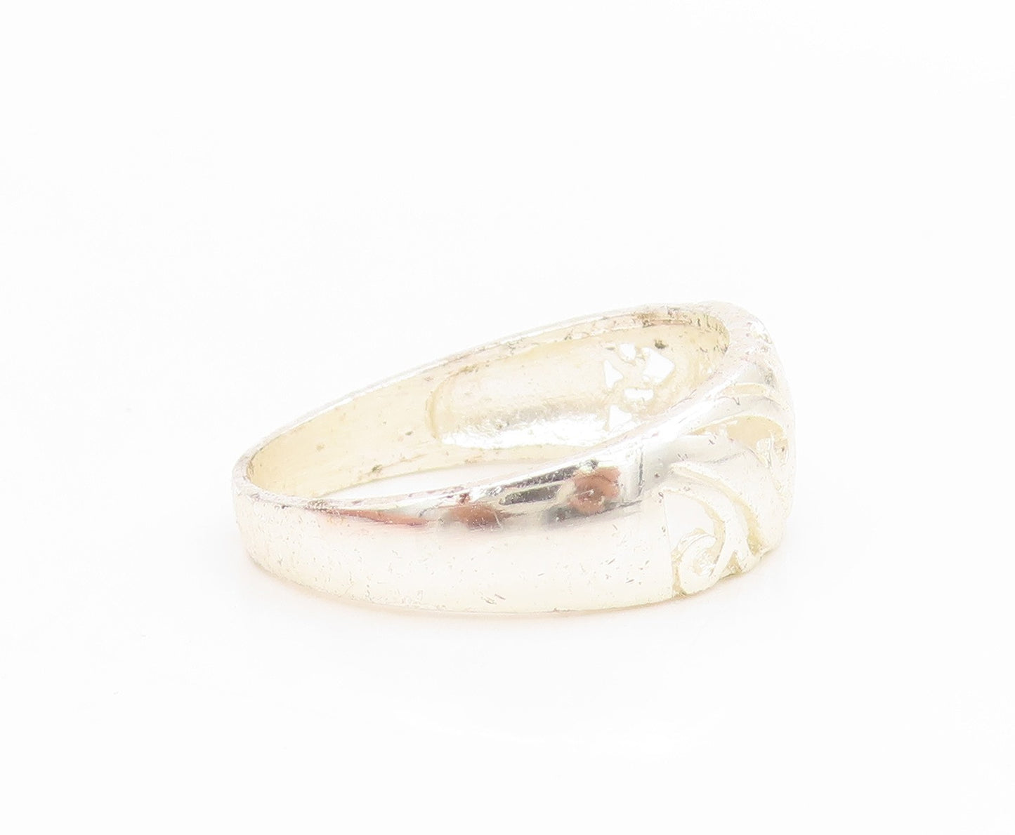 925 Sterling Silver Vintage Ring Modernist Open Scrollwork Dome  Sz 8  RG34563