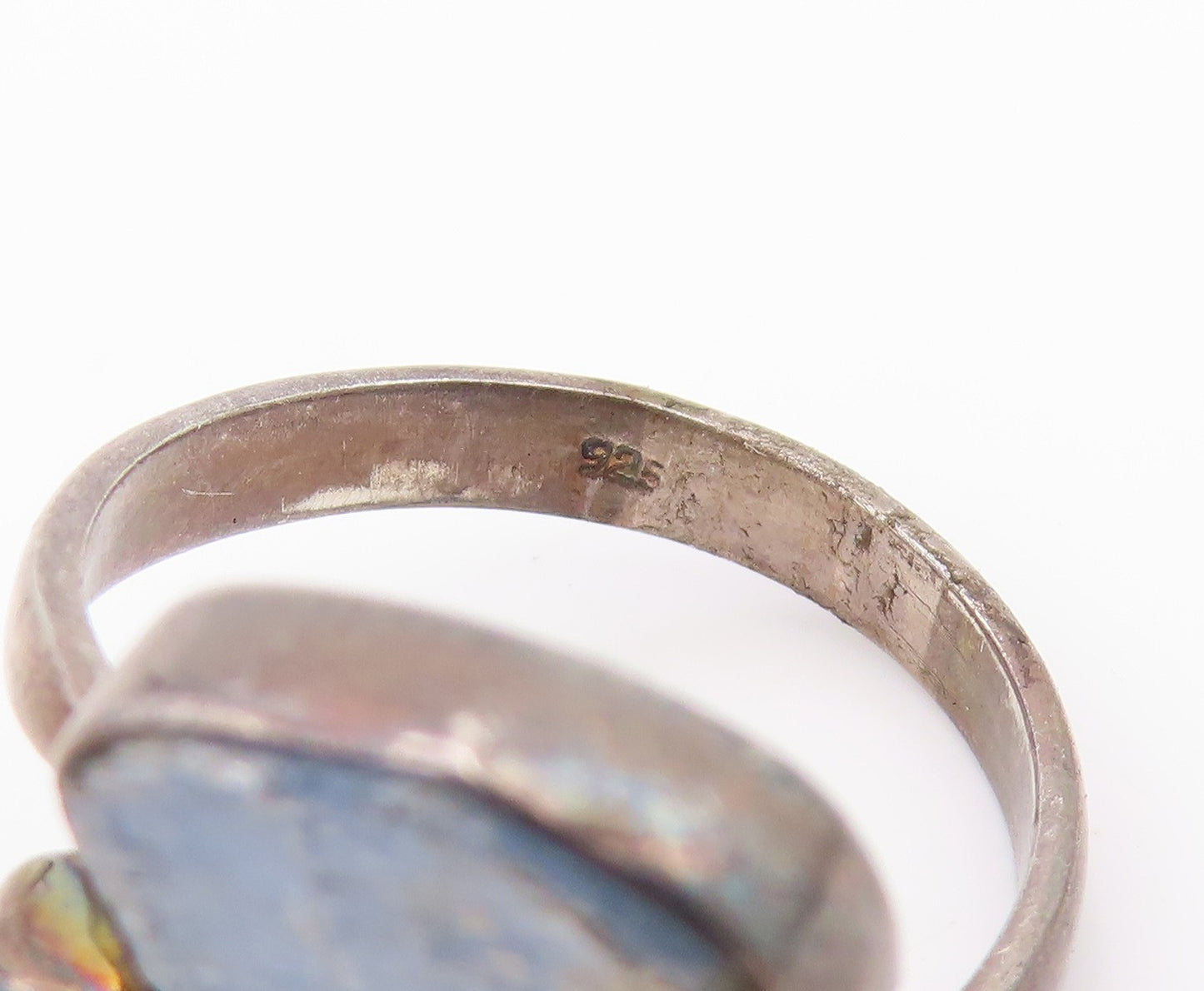 925 Sterling Silver Vintage Ring Cabochon Moonstone Bypass Band  Sz 9  RG34539