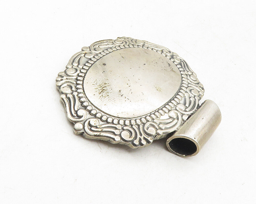 925 Sterling Silver  Vintage Swirl Patterned Border Slide Pendant  PT7883