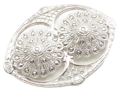 925 Sterling Silver  Vintage Shiny Sparkling Floral Design Brooch Pin  BP4862