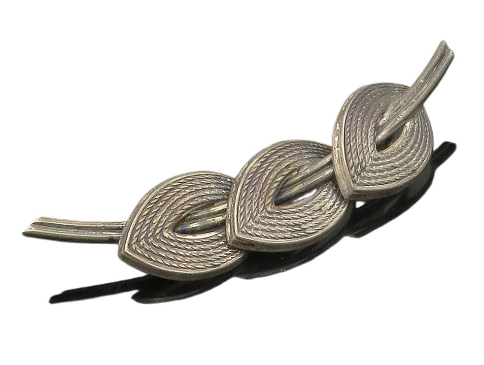 BEAU 925 Sterling Silver  Vintage Dark Tone Modernist Design Brooch Pin BP5364