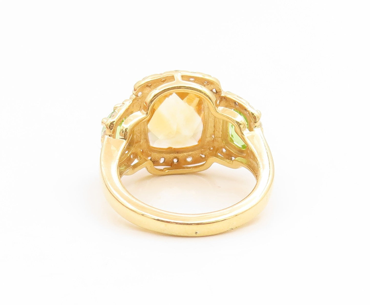 925 Sterling Silver Vintage Ring Gold Plated Citrine & Peridot Band Sz 5 RG35089