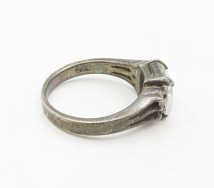 925 Sterling Silver  Vintage Cubic Zirconia Dark Tone Band Ring Sz 7  RG16629