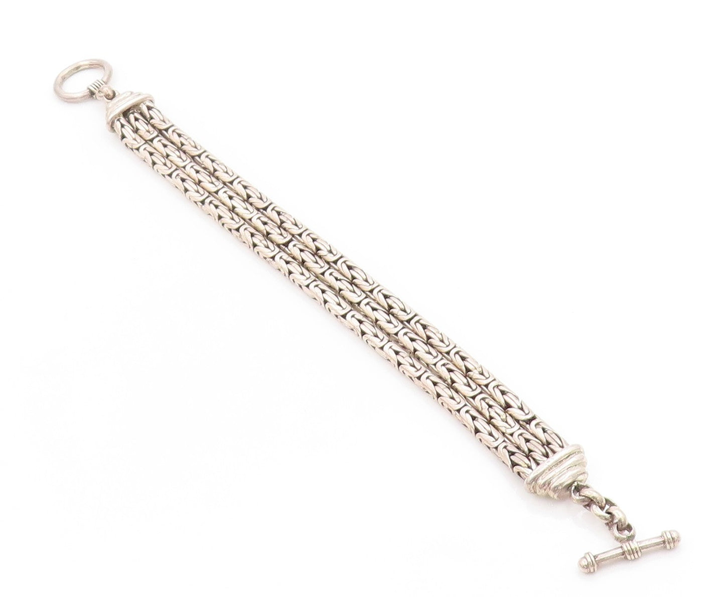 925 Sterling Silver Vintage Bracelet BALI Intricate Byzantine Link Chain  BT5956