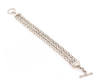 925 Sterling Silver Vintage Bracelet BALI Intricate Byzantine Link Chain  BT5956