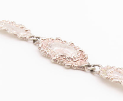 925 Sterling Silver Vintage Bracelet Victorian Style Scrollwork Link  BT12209