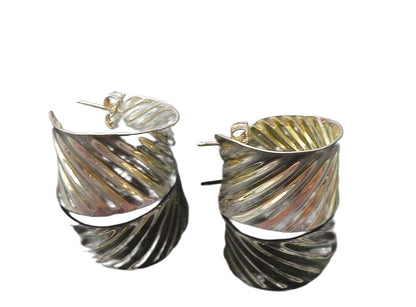 RLM STUDIO 925 Sterling Silver  Vintage Shiny Fluted JHoop Earrings  EG4803