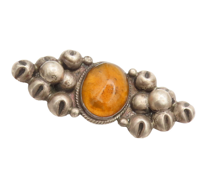 TAXCO 925 Sterling Silver  Vintage Antique Citrine Beaded Brooch Pin  BP10393