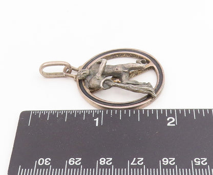 925 Sterling Silver Vintage Pendant Aquarius Celestial Zodiac Medallion  PT25610