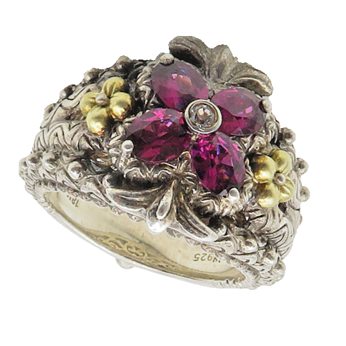 BARBARA BIXBY 925 Silver & 18K GOLD  Vintage Topaz Band Ring Sz 8  RG18436