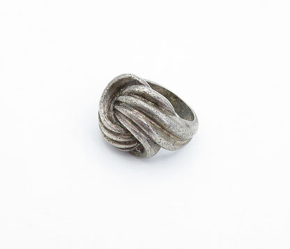 925 Sterling Silver  Vintage Dark Tone Twist Knot Dome Band Ring Sz 6.5 RG3968