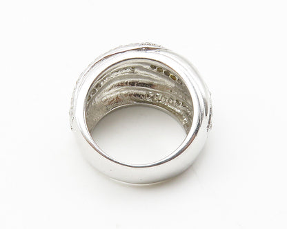 925 Sterling Silver  Shiny Topaz Swirl Design Band Ring Sz 6  RG10372