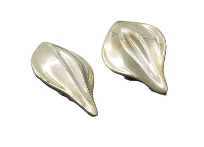 MEXICO 925 Sterling Silver  Vintage Shiny Smooth Non Pierce Earrings  EG5324