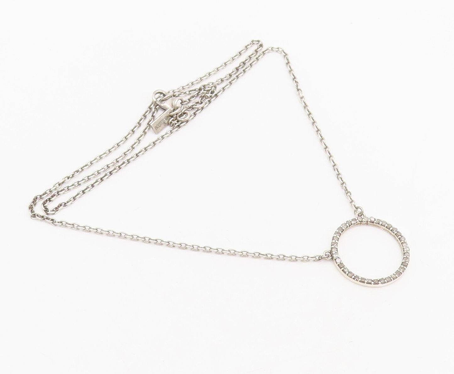 925 Sterling Silver  Vintage Minimalist Diamond Ring Pendant Necklace  NE4179