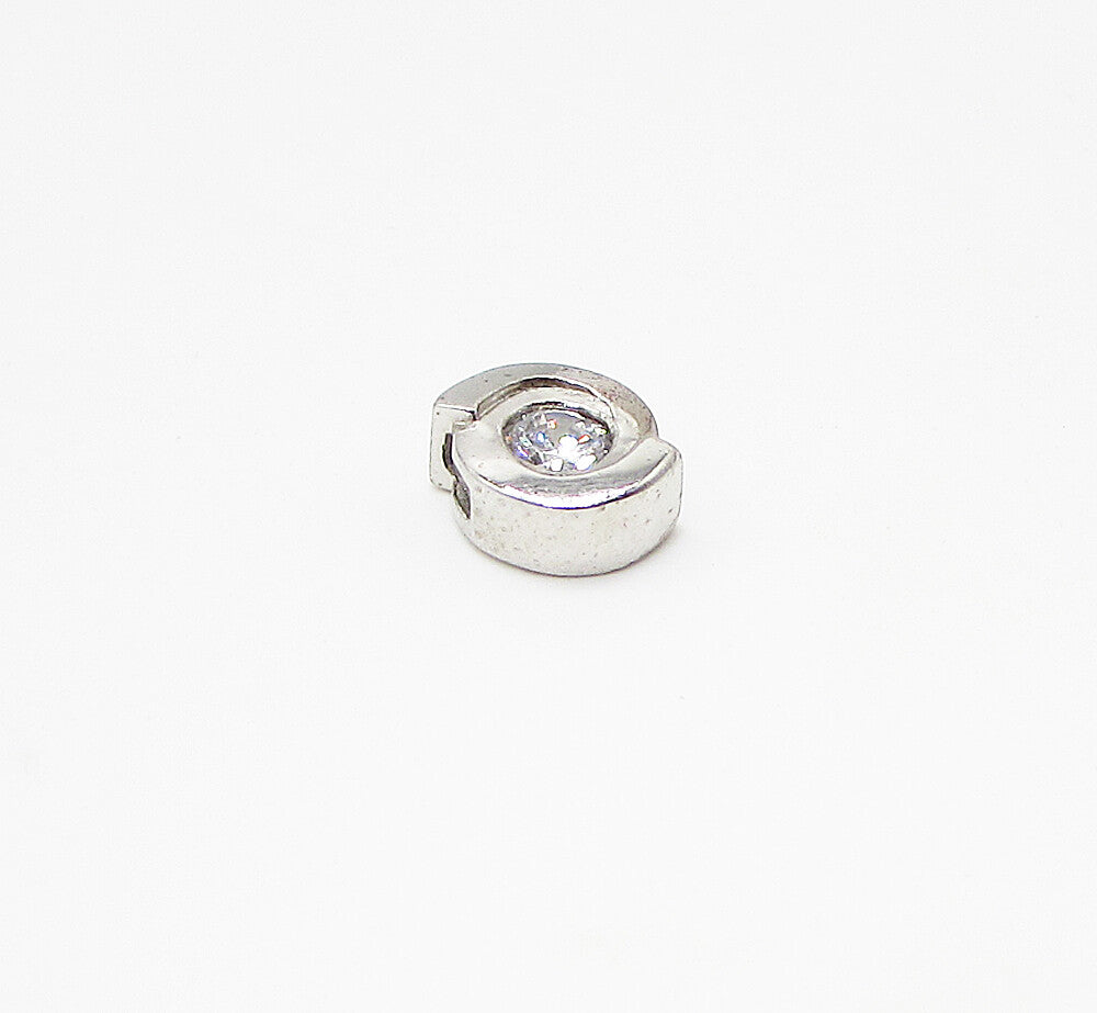 925 Sterling Silver  White Cubic Zirconia Round Slider Pendant  PT2032