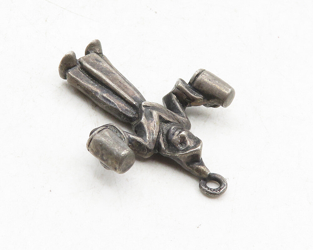 925 Sterling Silver  Vintage Cloaked Figure Holding Cups Pendant  PT7187