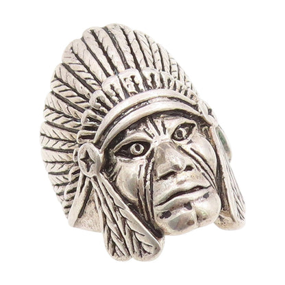 925 Sterling Silver Vintage Ring G & S Native Chief Warrior Band  Sz 10  RG34013