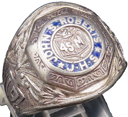 REED & CO. 925 Silver  Vintage Antique Enamel Class Signet Ring Sz 6.5 RG26059