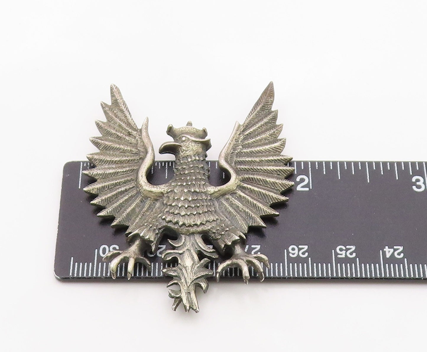 925 Sterling Silver Vintage Pendant POLAND Royal Crowned Eagle Emblem  PT26322