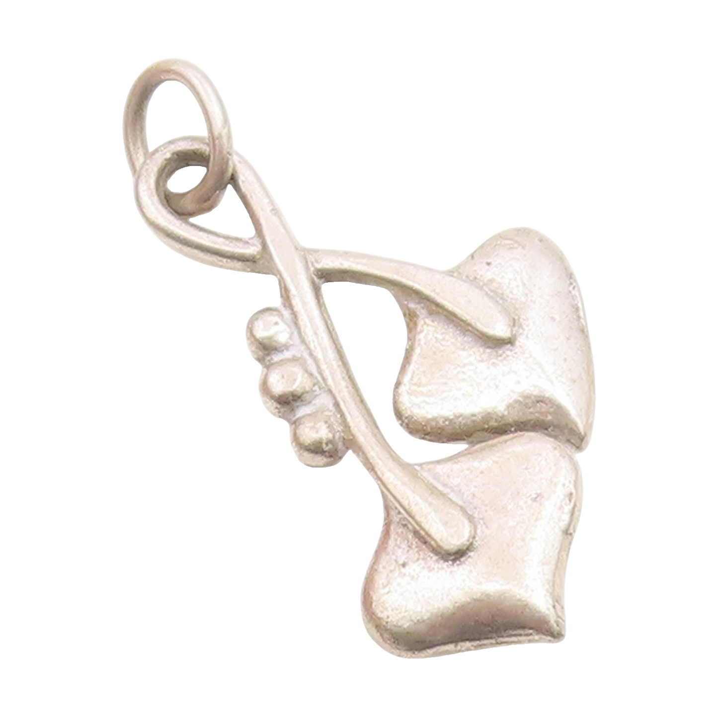 925 Sterling Silver  Vintage Shiny Floral Leaf Motif Drop Pendant  PT16576