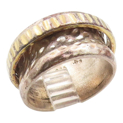 925 Sterling Silver Vintage Ring SILPADA Two Tone Hammered Band  Sz 7.5  RG36009