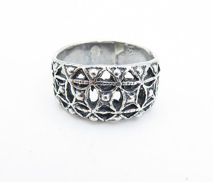 925 Sterling Silver  Vintage Open Pattern Tapered Band Ring Sz 7.5  RG6444