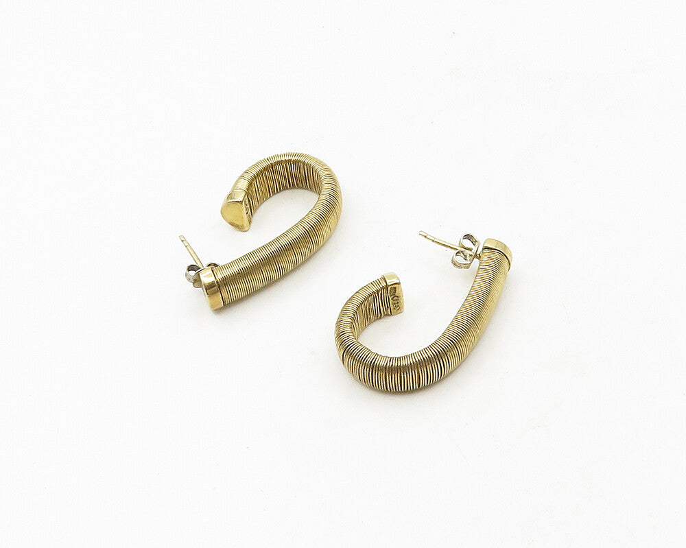 925 Sterling Silver  Vintage Gold Plated Wire Wrapped JHoop Earrings  EG9367