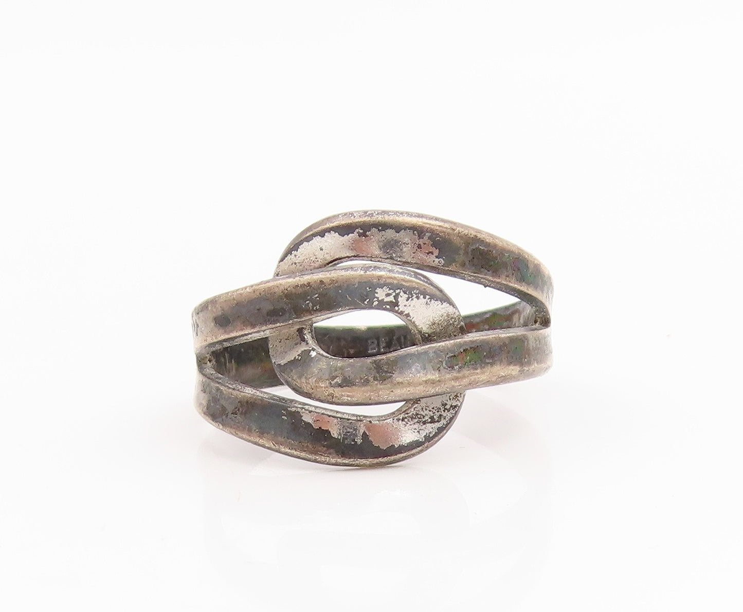 925 Sterling Silver Vintage Ring BEAU Intertwined Love Knot Band  Sz 7  RG34802