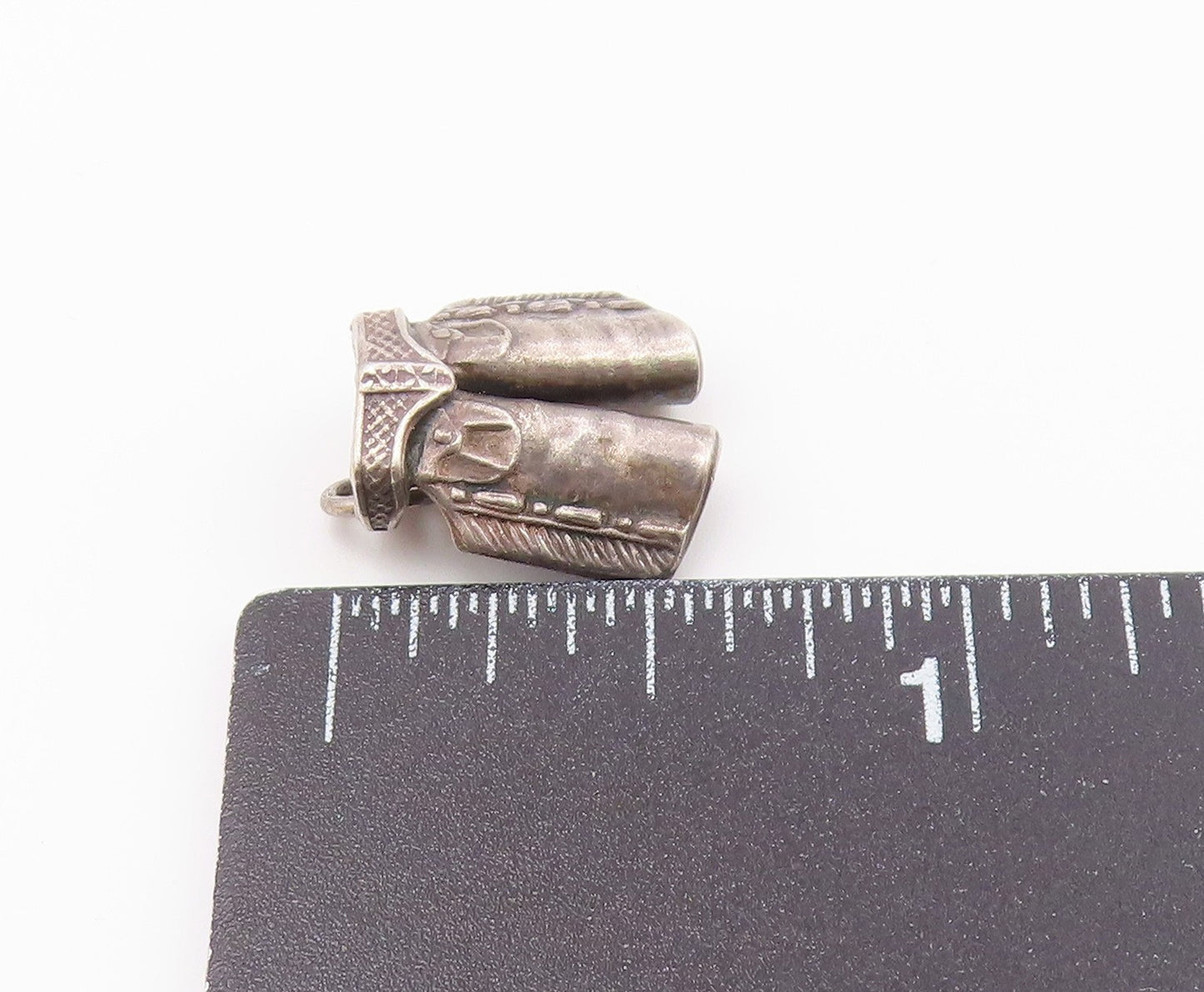 SOUTHWESTERN 925 Silver Vintage Etched Cowboy Chaps Charm Pendant PT21677