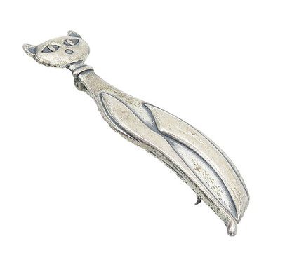 BEAUCRAFT 925 Sterling Silver  Vintage Oxidized Sitting Cat Brooch Pin  BP2978