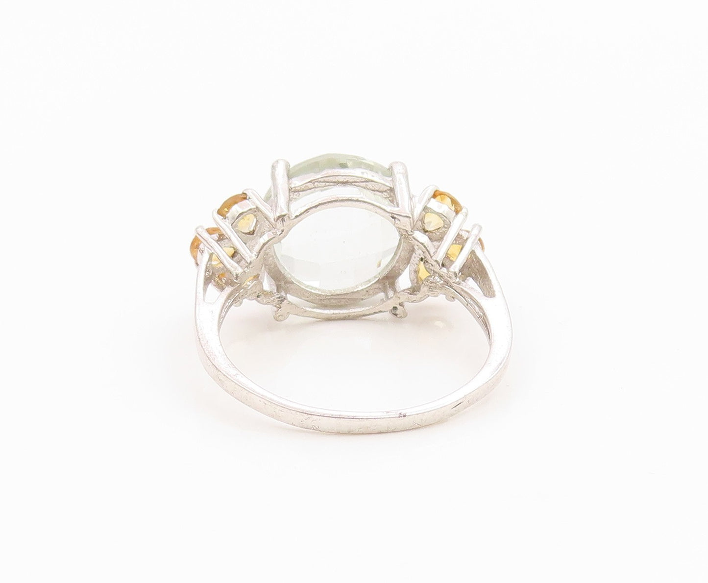 925 Sterling Silver Vintage Ring Citrine & Quartz Statement Band  Sz 9  RG36257