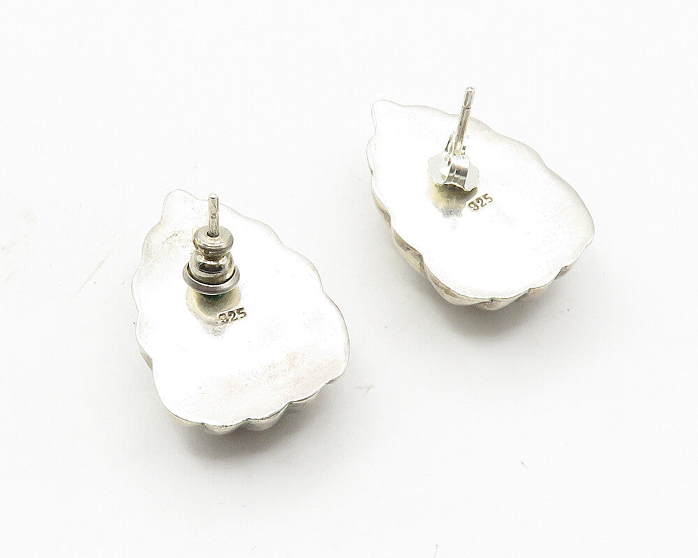 925 Sterling Silver  Vintage Shiny Hollow Fluted Design Drop Earrings  EG5409