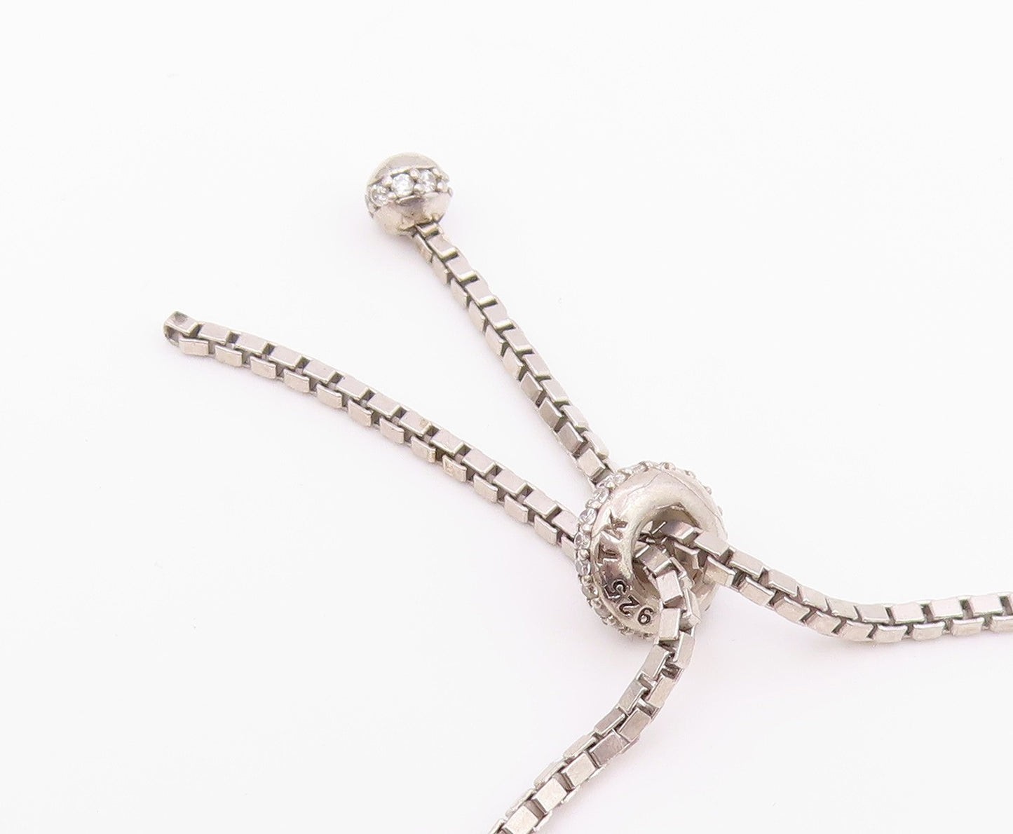 925 Silver  Vintage Cubic Zirconia Religious Cross Chain Bracelet  BT8355