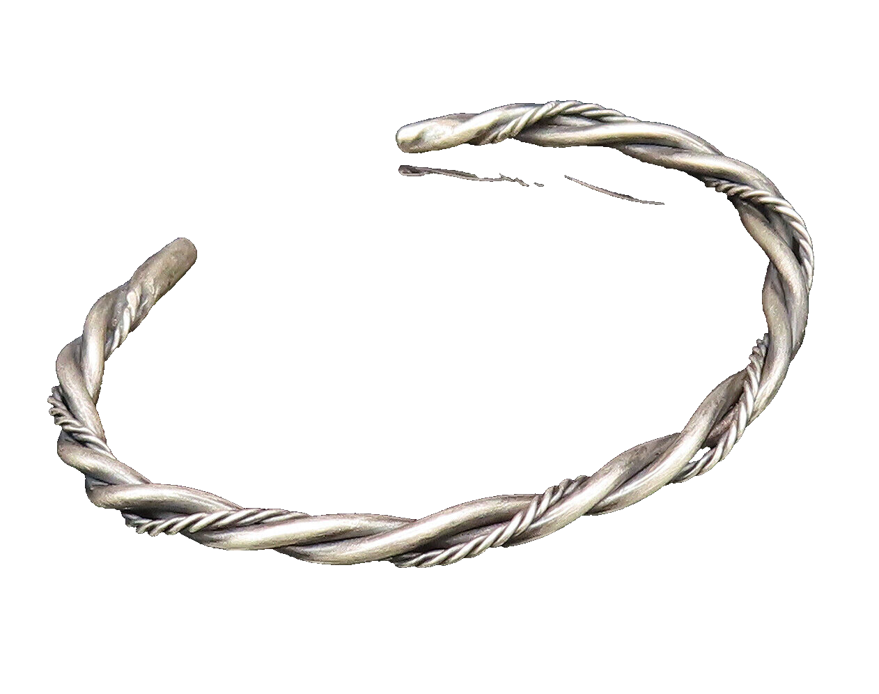 925 Sterling Silver  Vintage Minimalist Twisted Cable Cuff Bracelet  BT9729