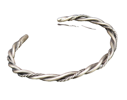 925 Sterling Silver  Vintage Minimalist Twisted Cable Cuff Bracelet  BT9729