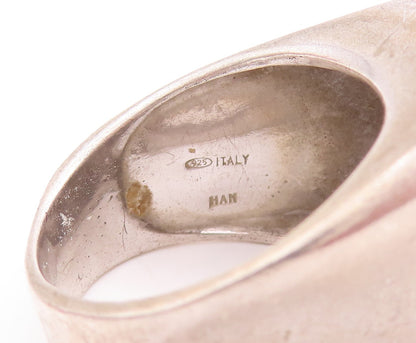 925 Sterling Silver Vintage Ring Solid Squared Hammered Effect  Sz 10  RG28910