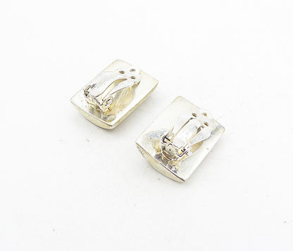 925 Sterling Silver  Vintage Abalone Shell Shiny Non Pierce Earrings  EG4158