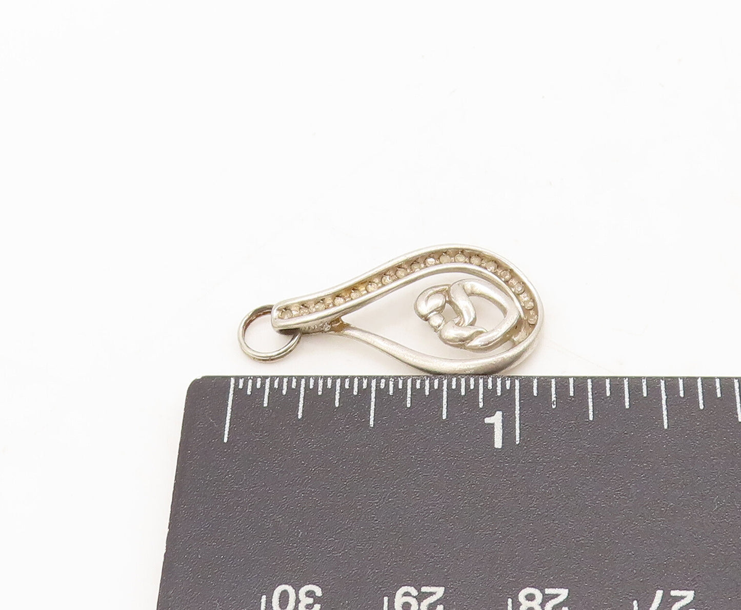 925 Sterling Silver Vintage Pendant Mom Child Love Diamonds Musical Note PT22605
