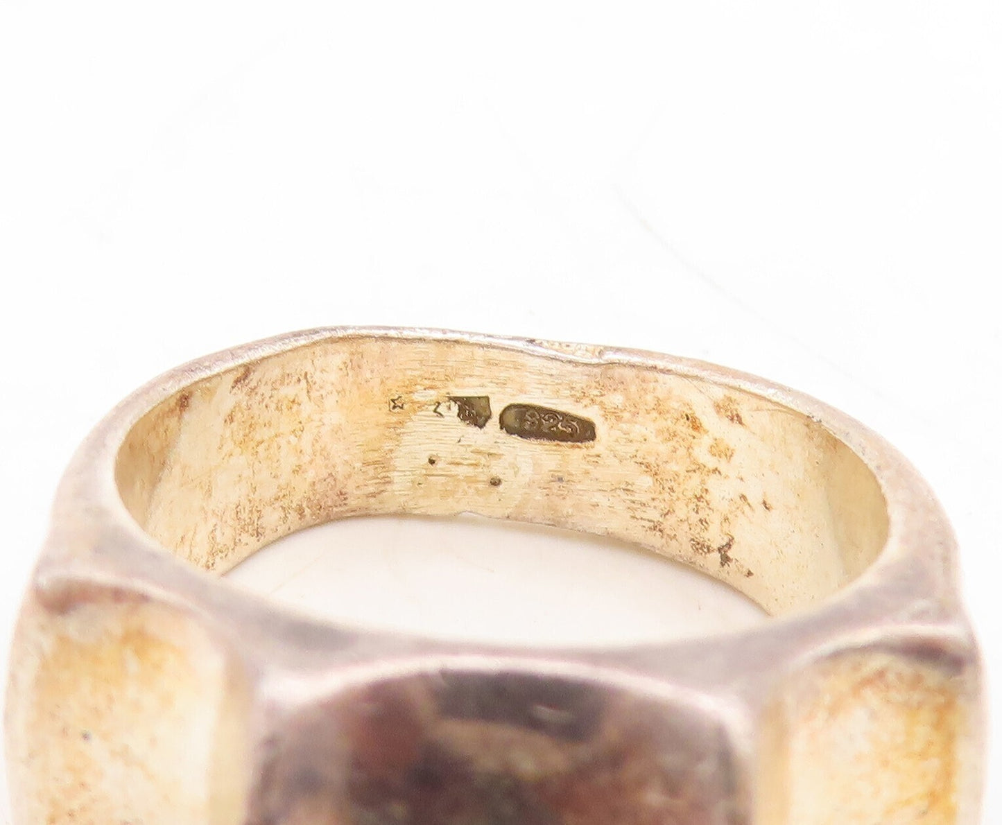 925 Sterling Silver Vintage Ring Dark Tone Minimalist u Cutouts  Sz 6  RG31395