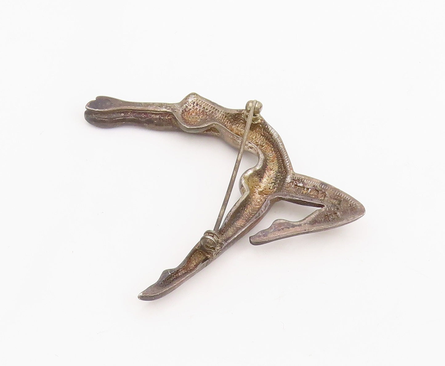 925 Sterling Silver Vintage Brooch Modernist Lady Gymnast Dancer Pin  BP12057