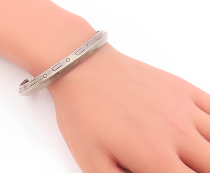 925 Sterling Silver Vintage Bracelet MEXICO Solid Etched U And o Cuff  BT10433