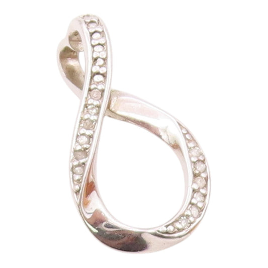 925 Sterling Silver  Vintage Shiny Genuine Diamonds Tear Drop Pendant  PT16610