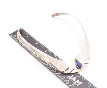 MEXICO 925 Sterling Silver  Vintage Lapis Lazuli Cutout Collar Necklace NE1897