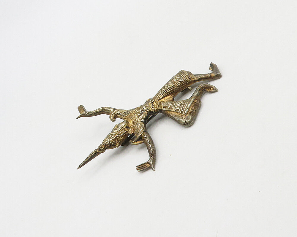 SIAM 925 Sterling Silver  Vintage Etched Detail Dancer Brooch Pin  BP6926