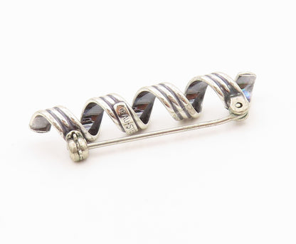 925 Sterling Silver Vintage Brooch Pin BEAU Cutout Spiral Spring Design  BP11567